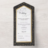 Modern Zwart & Wit Sterrengoud Geen Diner All In One Uitnodiging (Binnen)