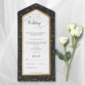 Modern Zwart & Wit Sterrengoud Geen Diner All In One Uitnodiging