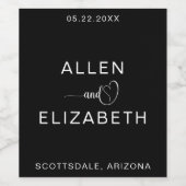 Modern Zwart-wit Stijlvol Bruiloft Sparkling W Wijn Etiket (Enkel label)