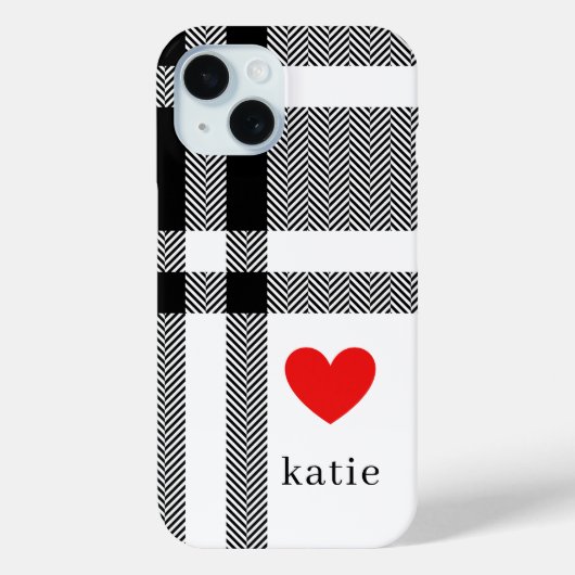 Modern zwart-wit stijlvol monogram Case-Mate iPhone case (Achterkant)