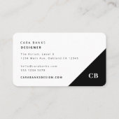 Modern zwart-wit, stijlvol monogram visitekaartje (Achterkant)