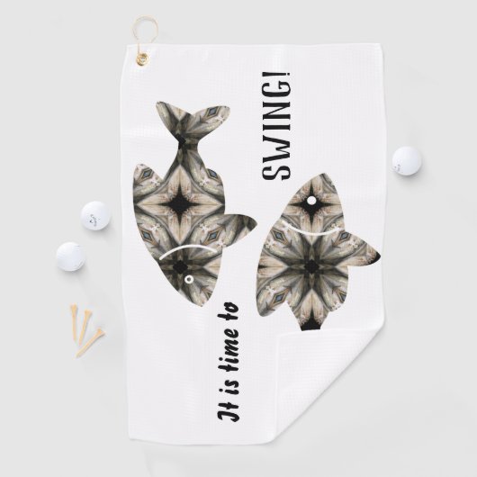 Modern Zwart Wit Stijlvolle Vis Personaliseren Golfhanddoek (Insitu)