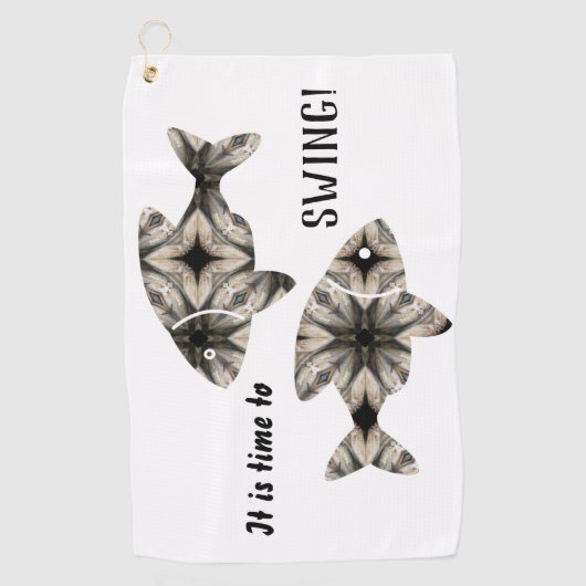 Modern Zwart Wit Stijlvolle Vis Personaliseren Golfhanddoek (Voorkant)