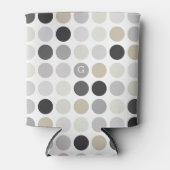 Modern zwart-wit stippenpatroon monogram blikjeskoeler (Voorkant)