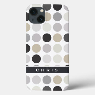 Modern zwart-wit stippenpatroon monogram Case-Mate iPhone case