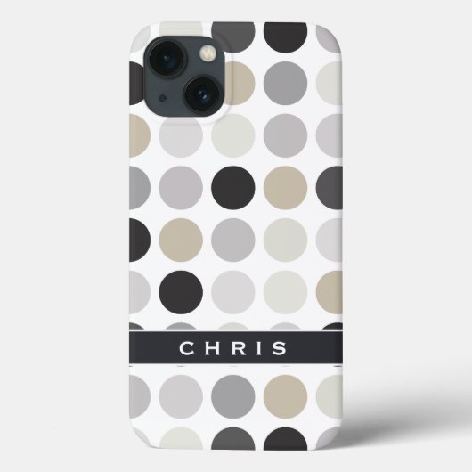 Modern zwart-wit stippenpatroon monogram Case-Mate iPhone case (Achterkant)