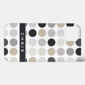 Modern zwart-wit stippenpatroon monogram Case-Mate iPhone case (Achterkant (horizontaal))