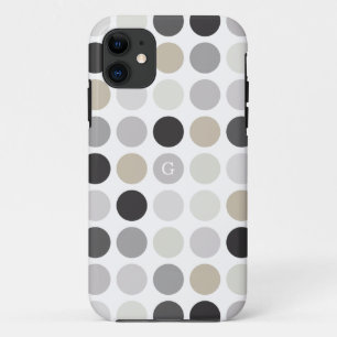 Modern zwart-wit stippenpatroon monogram Case-Mate iPhone case