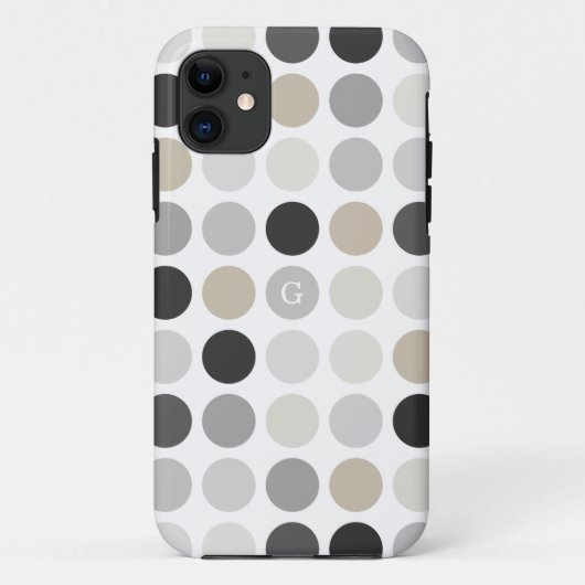 Modern zwart-wit stippenpatroon monogram Case-Mate iPhone case (Achterkant)