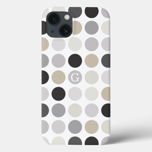 Modern zwart-wit stippenpatroon monogram Case-Mate iPhone case (Achterkant)