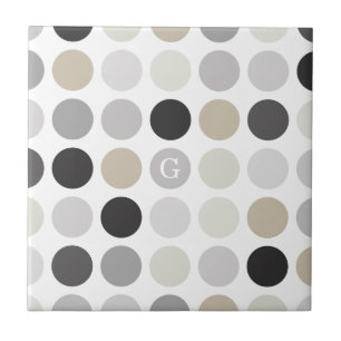 Modern zwart-wit stippenpatroon monogram tegeltje