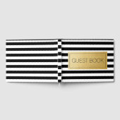 Modern Zwart Wit Streep Bruiloft Verjaardag Gastenboek (Volledig)