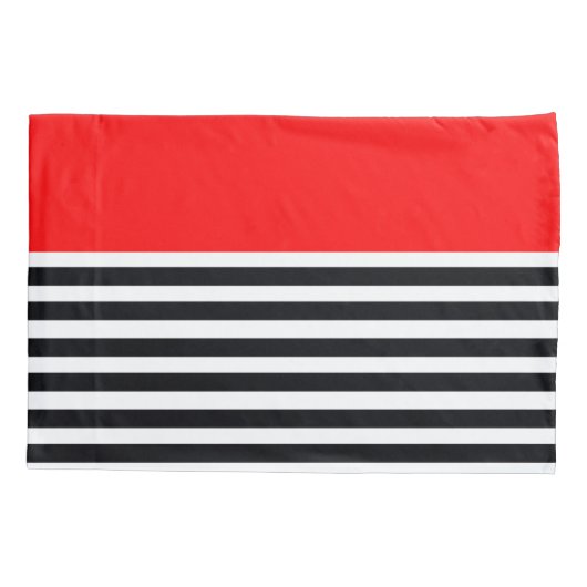 Modern zwart-wit streeppatroon kussensloop (Achterkant-Links)