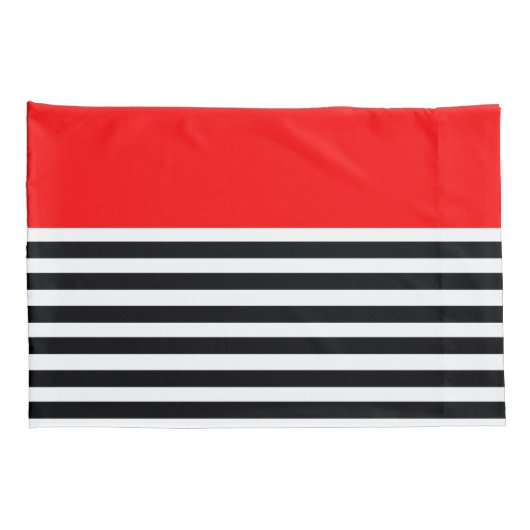 Modern zwart-wit streeppatroon kussensloop (Achterkant-Rechts)