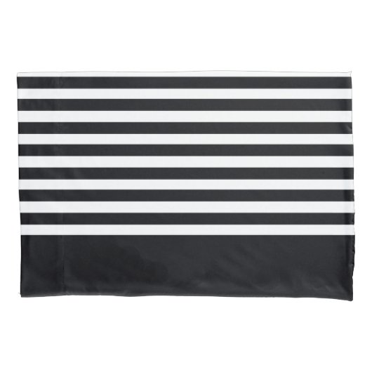 Modern zwart-wit streeppatroon kussensloop (Voorkant-Links)