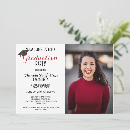 Modern zwart-wit strepen Afstuderen Kaart (Staand voorkant)