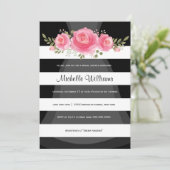 Modern zwart-wit strepen vrijgezellenfeest kaart (Staand voorkant)