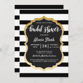 Modern zwart wit strepen Vrijgezellenfeest Kaart (Voorkant / Achterkant)