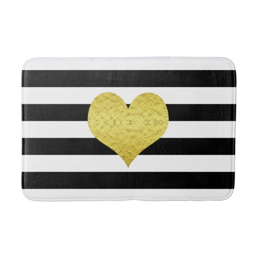 Modern zwart-wit strepenpatroon badmat (Voorkant)