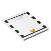 Modern zwart-wit Stripe Gold Foil hart Notitieblok (Schuin)