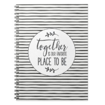 Modern zwart-wit Stripe Quote Notitieboek