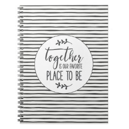 Modern zwart-wit Stripe Quote Notitieboek