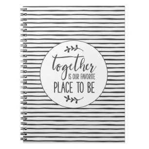 Modern zwart-wit Stripe Quote Notitieboek
