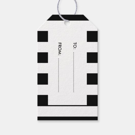 Modern zwart-wit Stripes patroon Cadeaulabel (Voorkant)