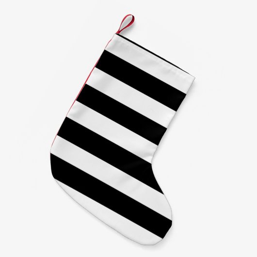 Modern zwart-wit Stripes patroon Kleine Kerstsok (Voorkant (Hangend))