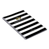 Modern zwart wit Stripes wachtwoord Notitieboek (Rechterzijde)
