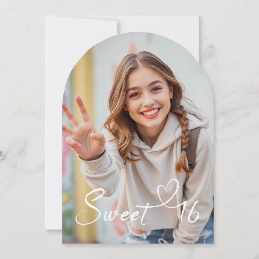 Modern zwart-wit Sweet 16 Photo Arch Kaart (Achterkant)