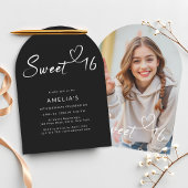 Modern zwart-wit Sweet 16 Photo Arch Kaart