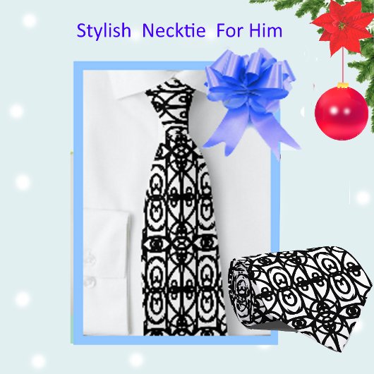 Modern zwart-wit Tao-patroon Stropdas