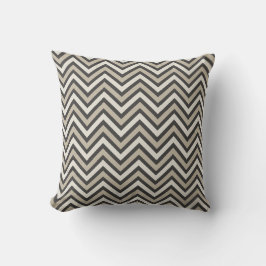 Modern zwart wit taupe chevron patroon kussen