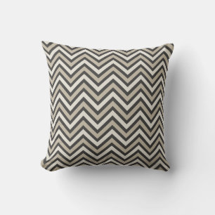 Modern zwart wit taupe chevron patroon kussen