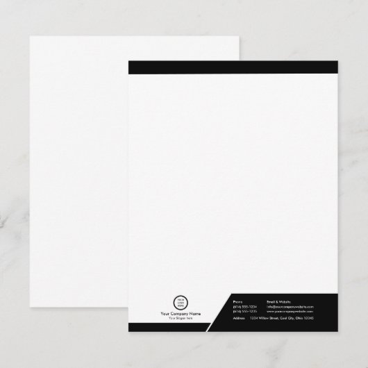 Modern Zwart-wit Thema Branded Custom Logo Notitiekaartje (Voorkant / Achterkant)