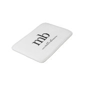 Modern Zwart Wit Trendy Script Initiaal Monogram Badmat (Gekanteld)