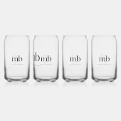 Modern Zwart Wit Trendy Script Initiaal Monogram Blikvorm Glas (Achterkant)