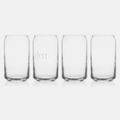 Modern Zwart Wit Trendy Script Initiaal Monogram Blikvorm Glas (Rechts)