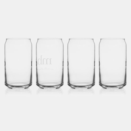 Modern Zwart Wit Trendy Script Initiaal Monogram Blikvorm Glas (Rechts)