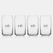 Modern Zwart Wit Trendy Script Initiaal Monogram Blikvorm Glas (Voorkant)