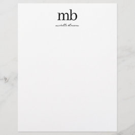 Modern Zwart Wit Trendy Script Initiaal Monogram Briefhoofd