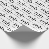 Modern Zwart Wit Trendy Script Initiaal Monogram Cadeaupapier (Hoek)