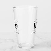 Modern Zwart Wit Trendy Script Initiaal Monogram Glas (Rechts)