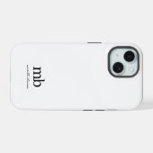 Modern Zwart Wit Trendy Script Initiaal Monogram iPhone 15 Case (Achterkant horizontaal)