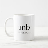 Modern Zwart Wit Trendy Script Initiaal Monogram Koffiemok (Links)