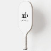 Modern Zwart Wit Trendy Script Initiaal Monogram Pickleball Paddle (Links)