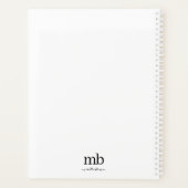 Modern Zwart Wit Trendy Script Initiaal Monogram Planner (Achterkant)