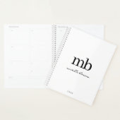 Modern Zwart Wit Trendy Script Initiaal Monogram Planner (Display)