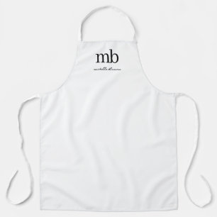 Modern Zwart Wit Trendy Script Initiaal Monogram Schort